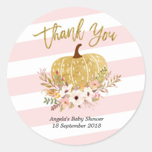 Rosa White Rand Guld Pumpkin Tack Sticker Runt Klistermärke