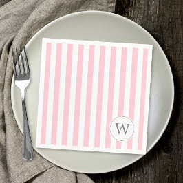 Rosa White Rand monogram babyduschdekan för barn Pappersservett