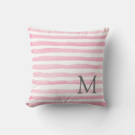 Rosa & White Rand Monogram Dekorativ kudde