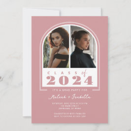 Rosa White Retro Arch Photo Studentfest Inbjudningar