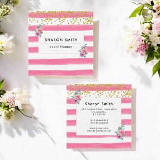 Rosa White Salon Makeup Beauty Fyrkantigt Visitkort