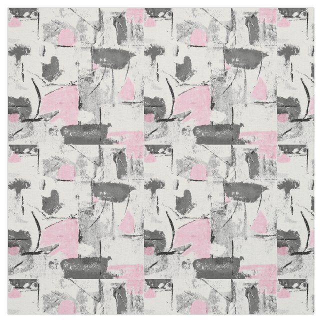 Rosa White & Shades of Grått Abstrakt Fabric Tyg (Provkarta)