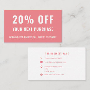 Rosa White Simple Elegant Business Promo Loyalty Rabattkort