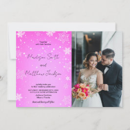 Rosa White Snö bröllopsinbjudningar med foto Inbjudningar
