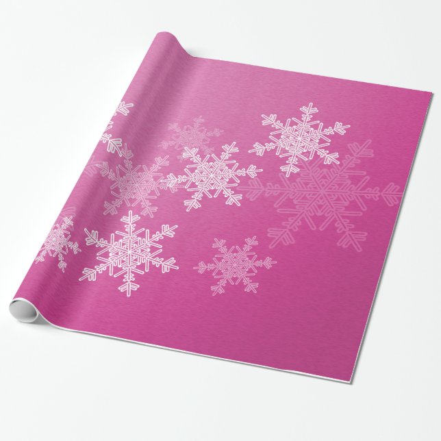 Rosa White Snöflingor - minimalistisk jul Presentpapper (Utrullad)