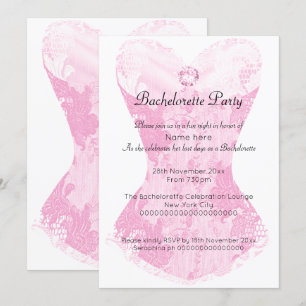 ROSA WHITE SNÖRE CORSET BACHELORETTE-INBJUDAN INBJUDNINGAR