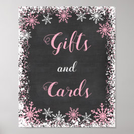 Rosa White Snowflake Baby Shower Gift Bord Poster
