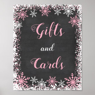Rosa White Snowflake Baby Shower Gift Bord Poster
