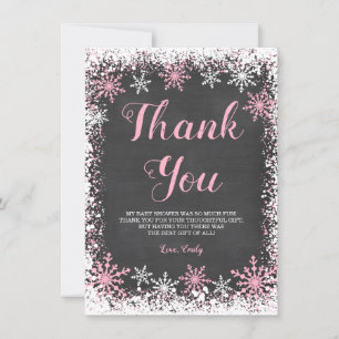 Rosa White Snowflake Girl Baby Shower Tack Kort