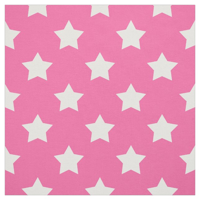 Rosa White Stars Mönster Decorative Textile Tyg (Provkarta)