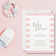 Rosa White Stripe Girl Baby Shower