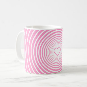 Rosa White Stripe Mugg med hjärta eller Välj Färg
