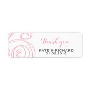 Rosa White Swirl Tack Sticker för Bröllop Returadress Etikett