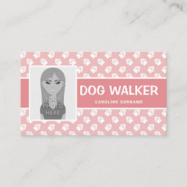Rosa & White Tass with Photo Template - Dog Walker Visitkort