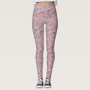 Rosa & White Tulips Anemones Mönster Leggings