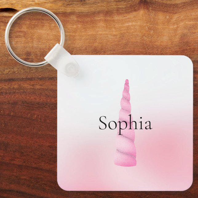 Rosa White Unicorn Nyckelring (Framsida)