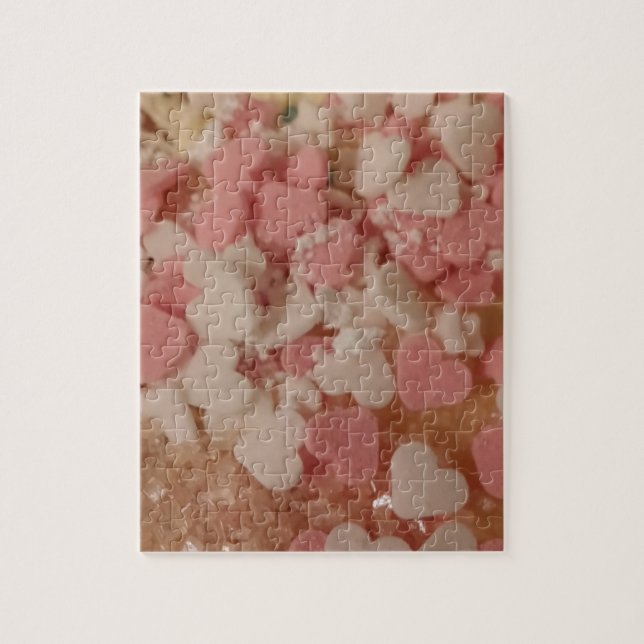 Rosa White Valentine Hearts, Cake Dekoration, Kärl Pussel (Vertikal)