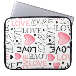 ROSA & WHITE VALENTINES DAY KÄRLEK & HEARTS LAPTOP FODRAL