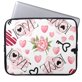 ROSA & WHITE VALENTINES DAY KÄRLEK & HEARTS LAPTOP FODRAL