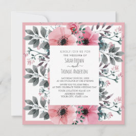 ROSA WHITE VATTEN FÄRG BLOMMIGT INBJUDNINGAR