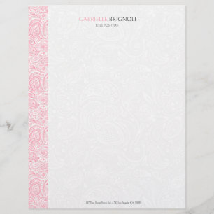 Rosa & White Vintage Paisley Mönster Brevhuvud