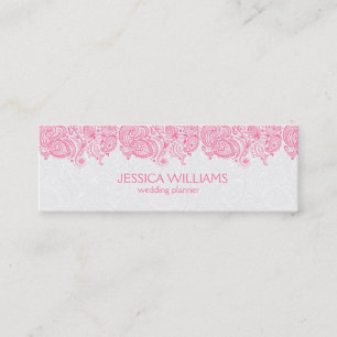 Rosa & White Vintage Paisley Snöre Bröllopsfixaren Mini Visitkort