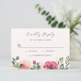 Rosa white Watercolor Blommigt Ro OSA Kort