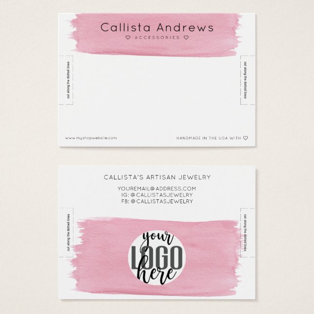 Rosa White Watercolor Bracelet Bracelet Visning Visitkort (Framsida & baksida)