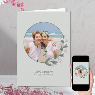 Rosa Widlblomfoto Ram Grattis på födelsedagen-kort Kort