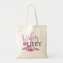 Rosa Wifey 4 Lifey Bride Blommigt Tote Bag Gift It Tygkasse