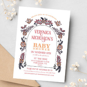 Rosa WildblomArch Girl Baby Shower Inbjudningar