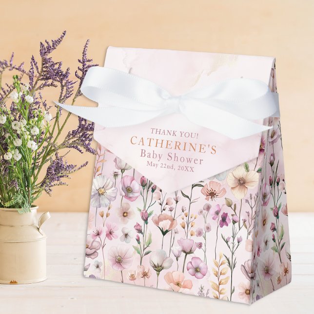  Rosa WildblomBaby Shower Favor Boxes - Du Presentaskar (Baby Shower Favor Box)