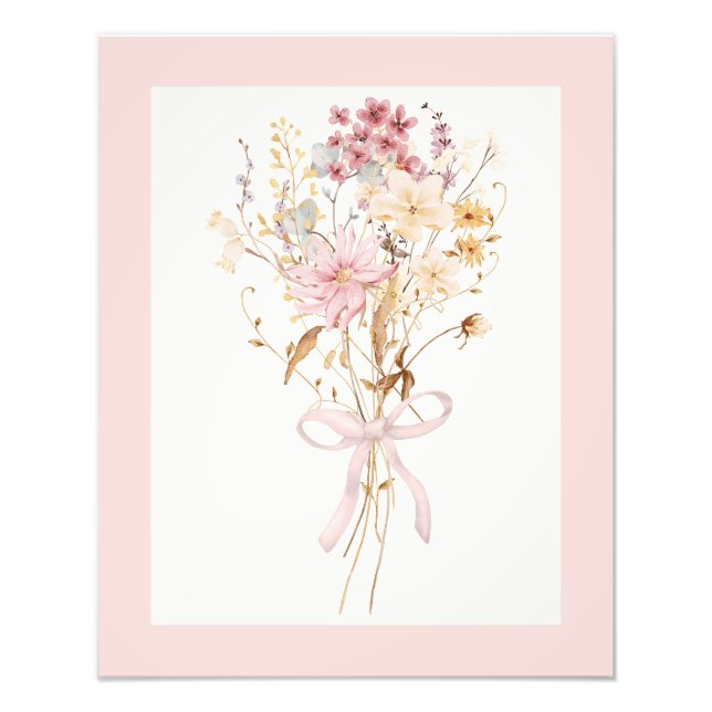  Rosa WildblomBouquet med Bow Feminine Fototryck (Framsidan)