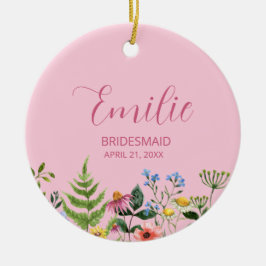 Rosa WildblomBridesmaid Julgransprydnad Keramik