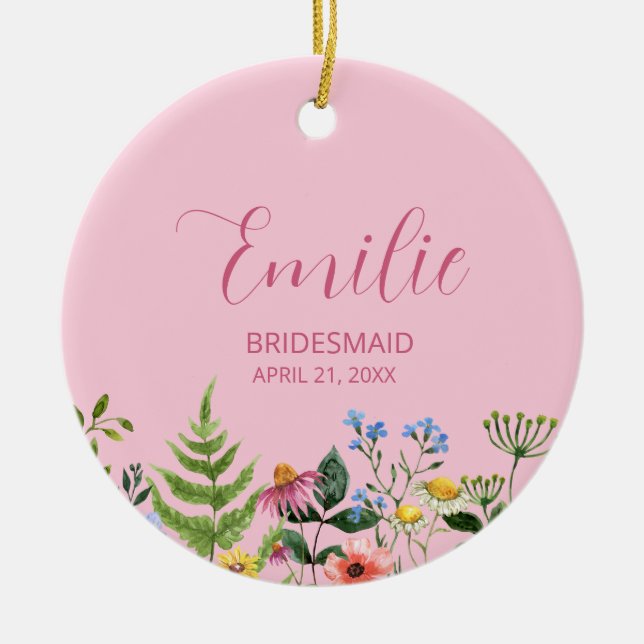 Rosa WildblomBridesmaid Julgransprydnad Keramik (Framsidan)