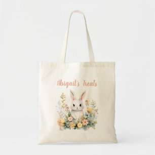 Rosa WildblomBunny Rabbit Personlig Tygkasse
