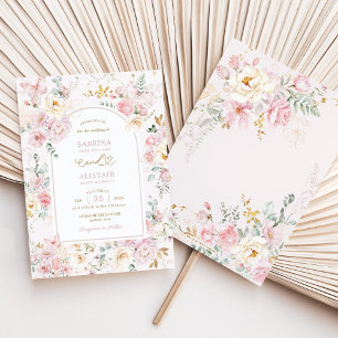 Rosa WildblomButterfly Garden Wedding Inbjudningar