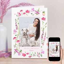 Rosa Wildblomdelikat Blommigt Foto Birthday Kort