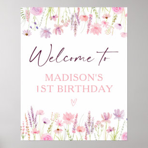 Rosa WildblomGarden Birthday Välkommen Poster