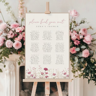 Rosa Wildblomma Baby i blommans sittplatskarta Pos Poster