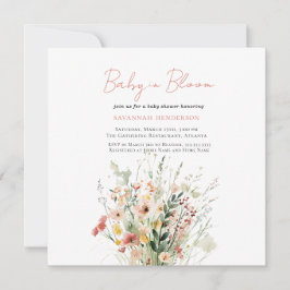 Rosa Wildblomma Baby i Bloom Baby Shower Inbjudningar