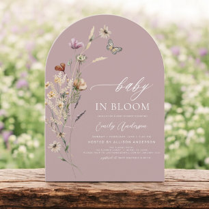 Rosa Wildblomma Baby i Bloom Baby Shower Inbjudningar