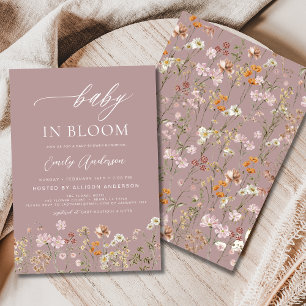 Rosa Wildblomma Baby i Bloom Baby Shower Inbjudningar