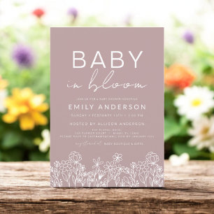 Rosa Wildblomma Baby i Bloom Baby Shower Inbjudningar