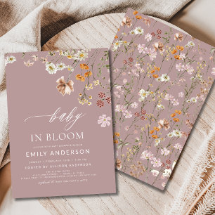 Rosa Wildblomma Baby i Bloom Baby Shower Inbjudningar
