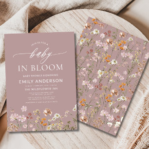 Rosa Wildblomma Baby i Bloom Baby Shower Inbjudningar