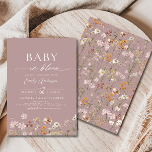 Rosa Wildblomma Baby i Bloom Baby Shower Inbjudningar