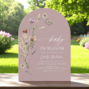 Rosa Wildblomma Baby i Bloom Baby Shower Inbjudningar