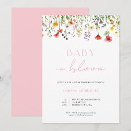 Rosa Wildblomma Baby i Bloom Baby Shower Inbjudningar