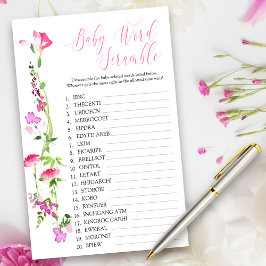 Rosa Wildblomma Baby Ord Scramble Shower Game